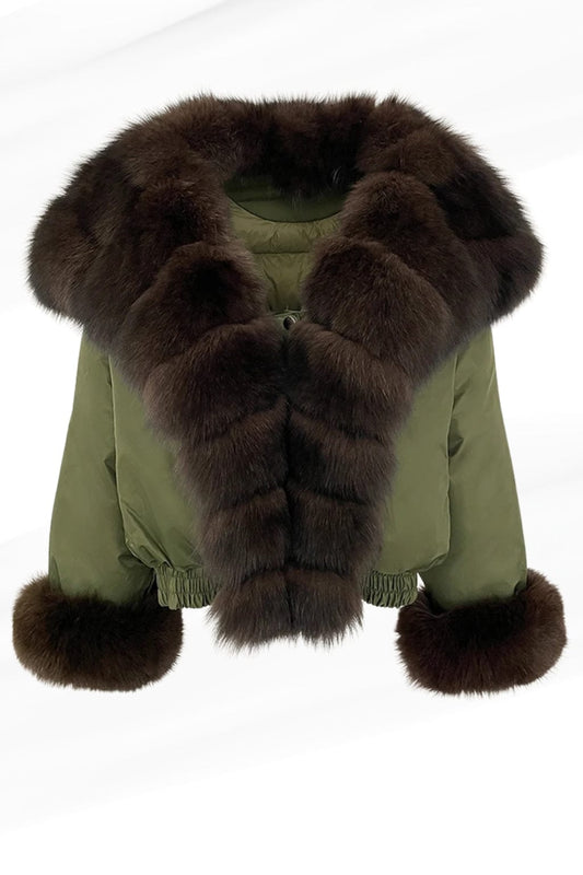 Veste fourrure femme kaki Héritage fourrure