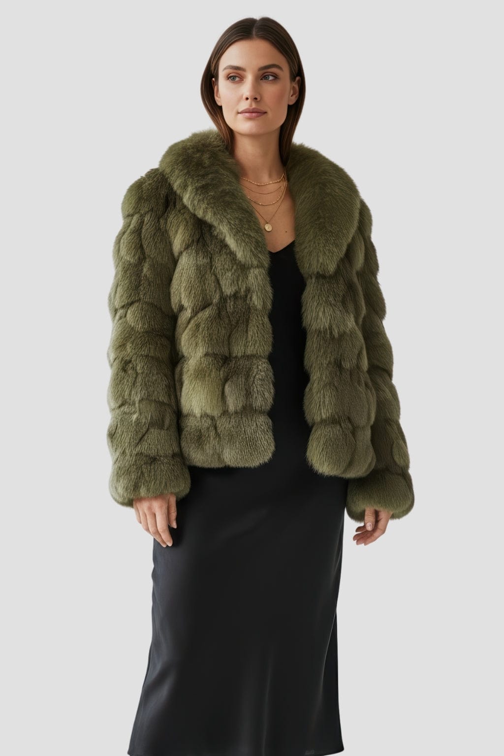 Veste fourrure femme kaki Héritage fourrure