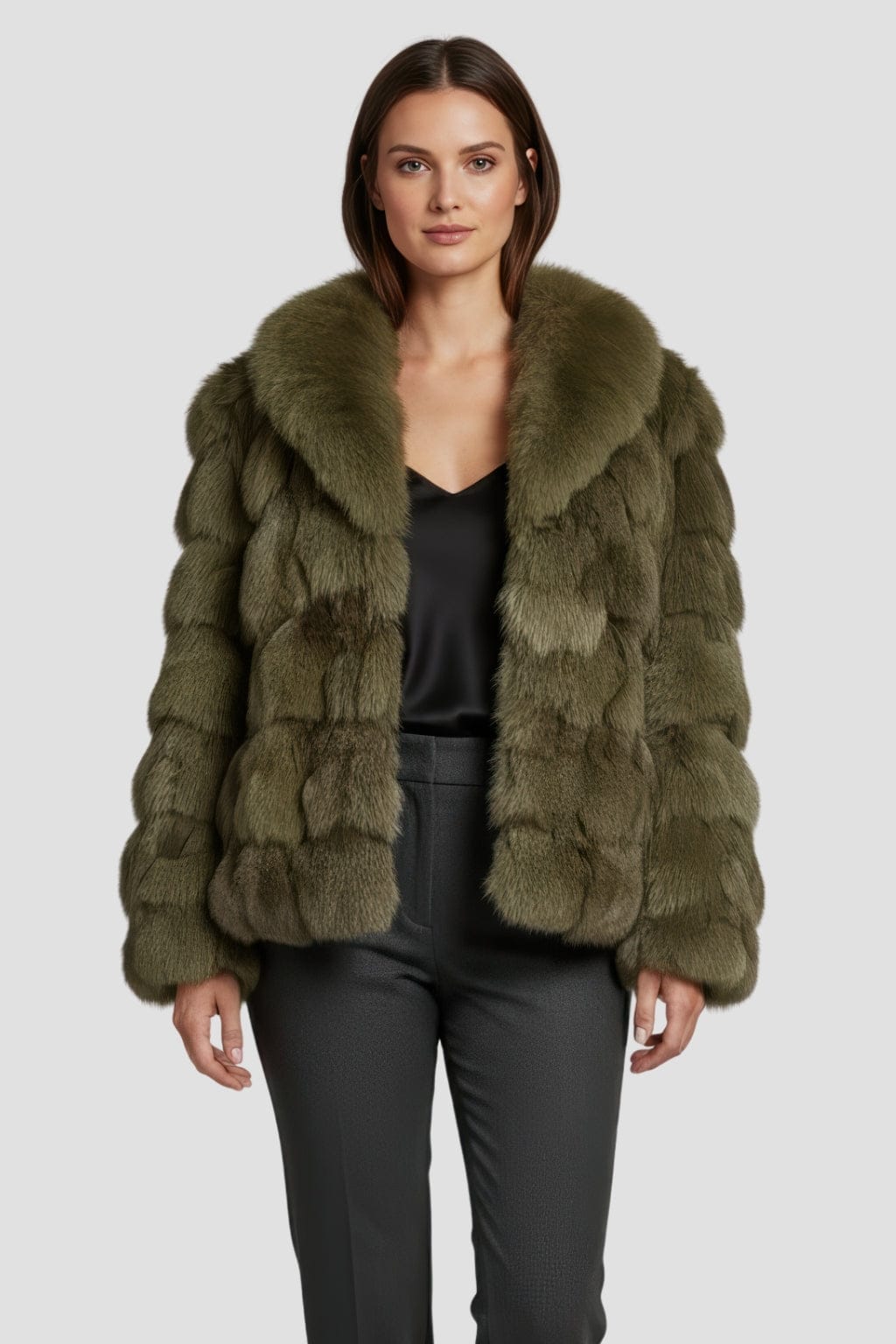 Veste fourrure femme kaki Héritage fourrure
