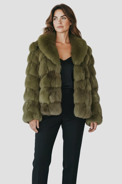 Veste fourrure femme kaki Héritage fourrure