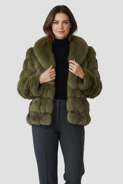 Veste fourrure femme kaki Héritage fourrure