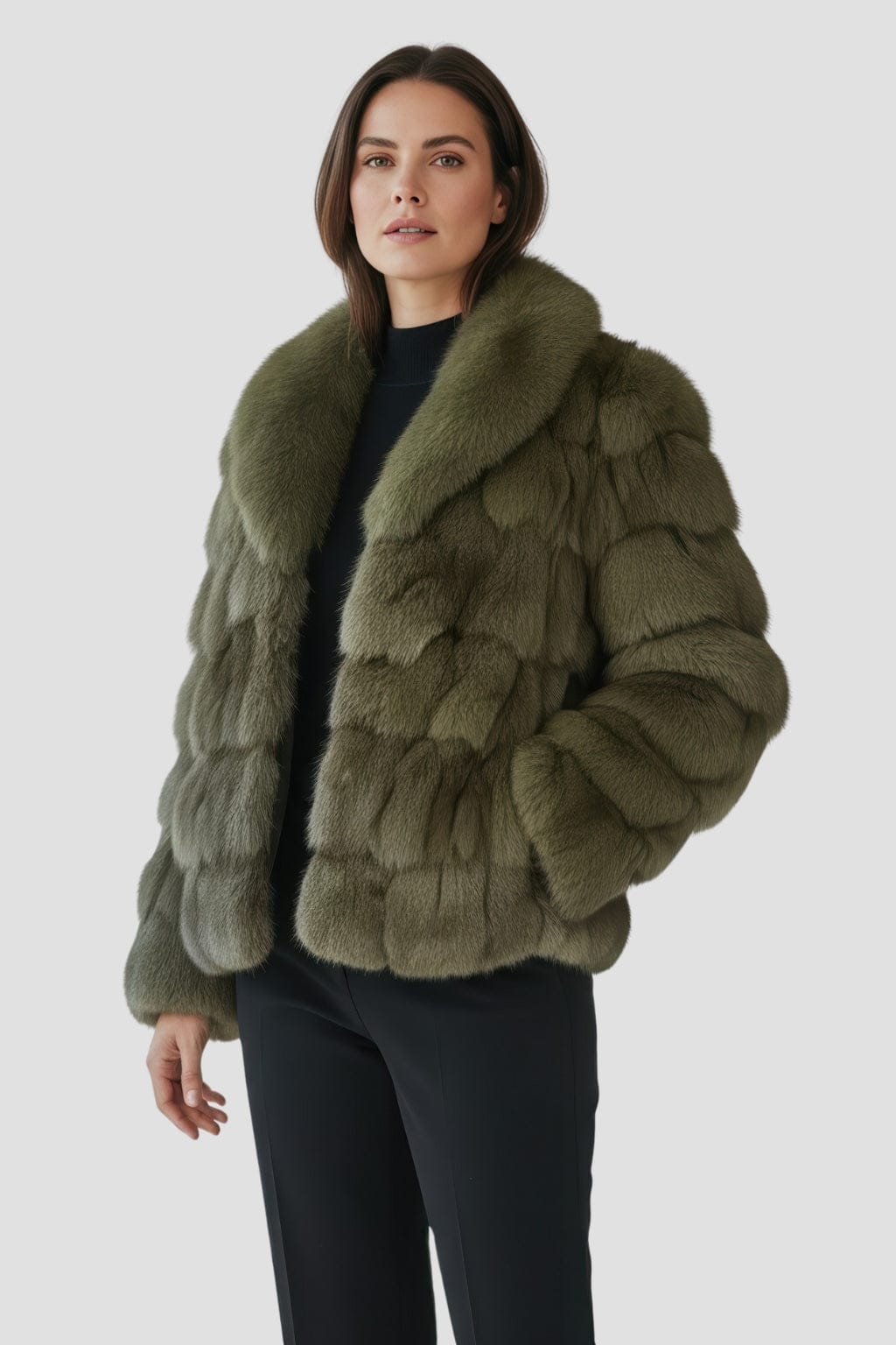 Veste fourrure femme kaki Héritage fourrure