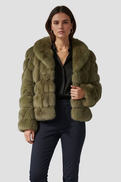 Veste fourrure femme kaki Héritage fourrure