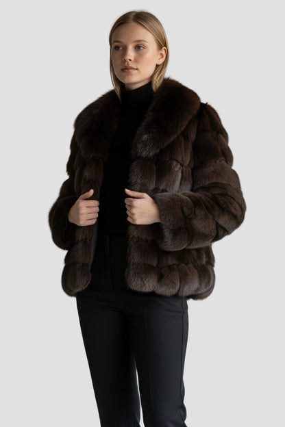 Veste fourrure femme marron Héritage fourrure