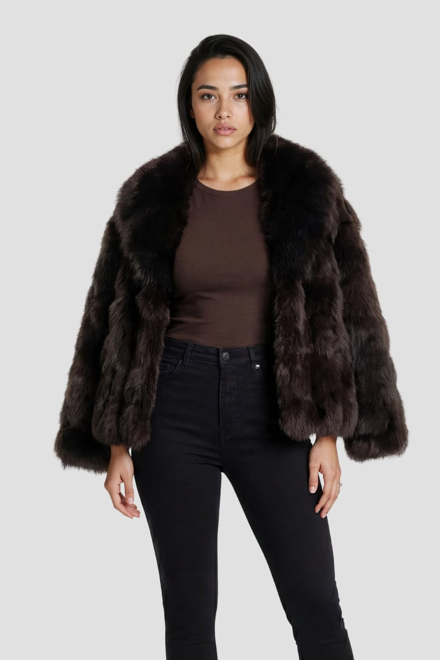 Veste fourrure femme marron Héritage fourrure