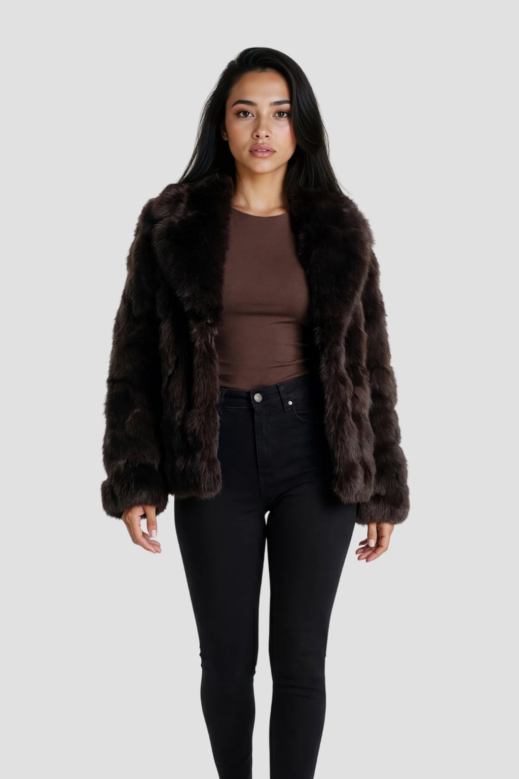 Veste fourrure femme marron Héritage fourrure