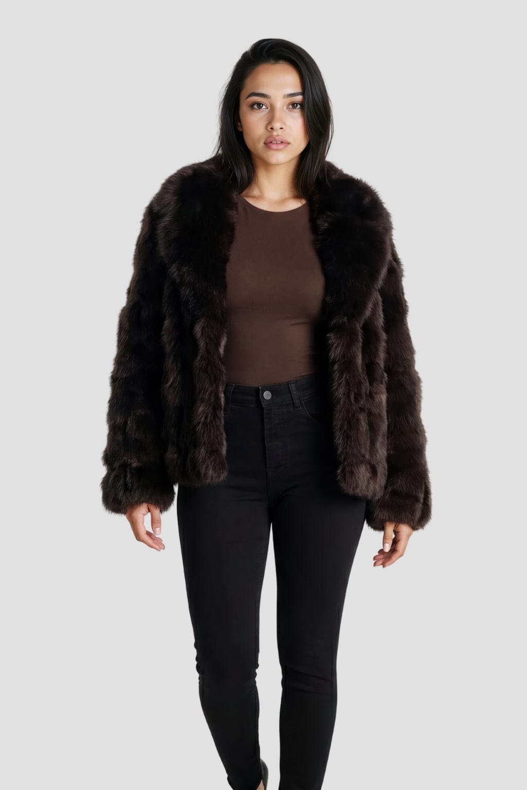 Veste fourrure femme marron Héritage fourrure