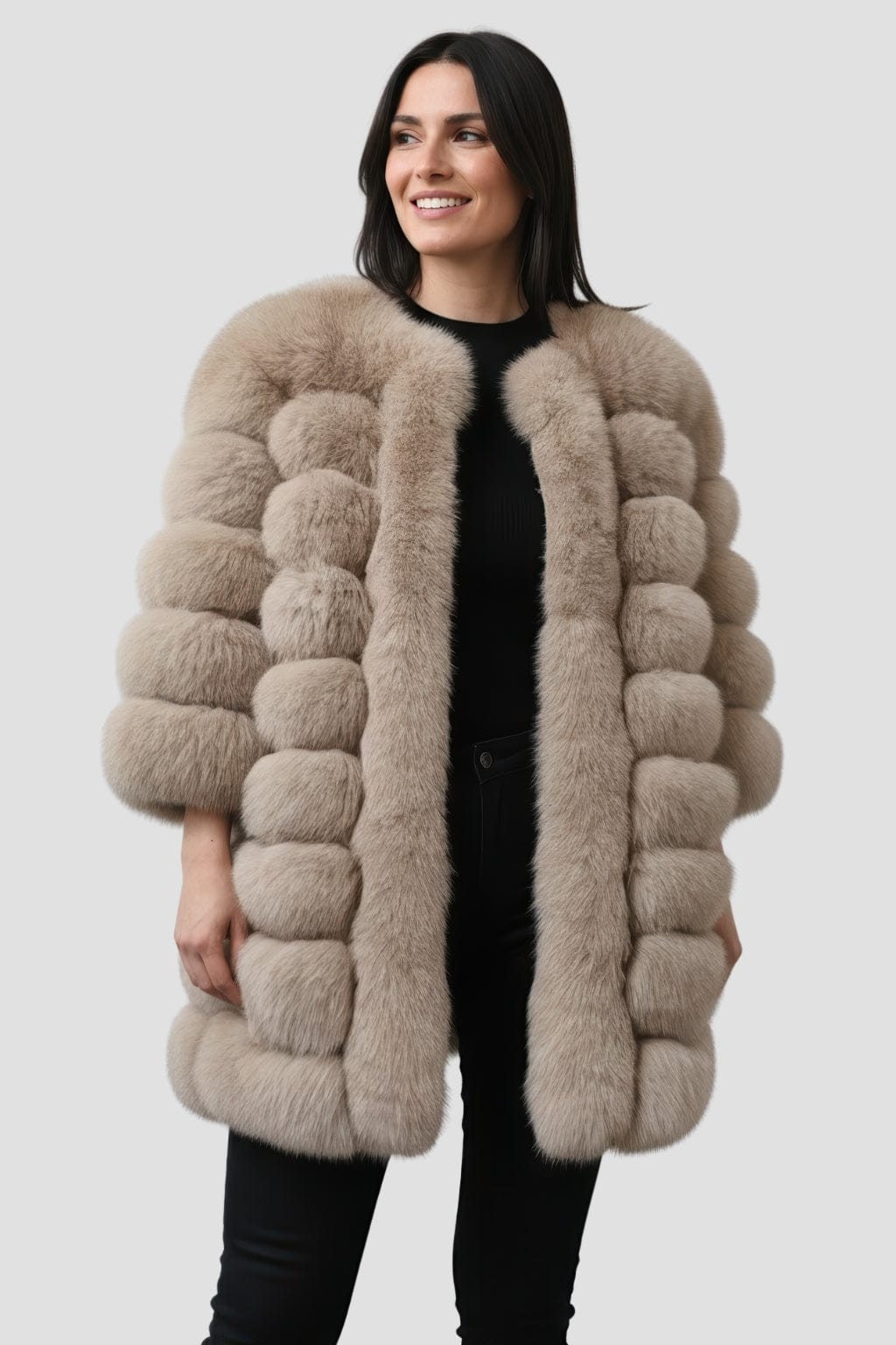 Veste fourrure femme marron clair Héritage fourrure