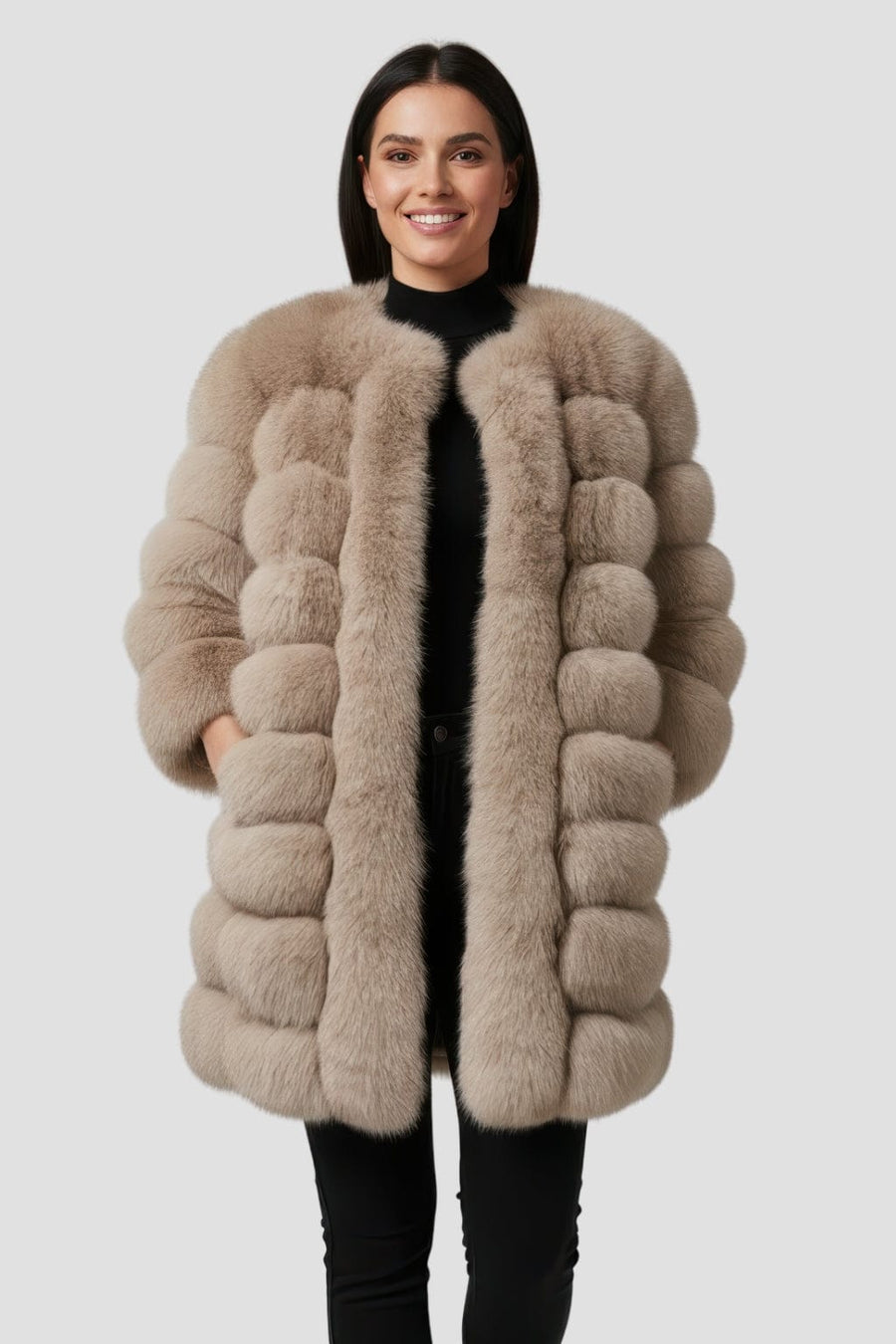 Veste fourrure femme marron clair Héritage fourrure