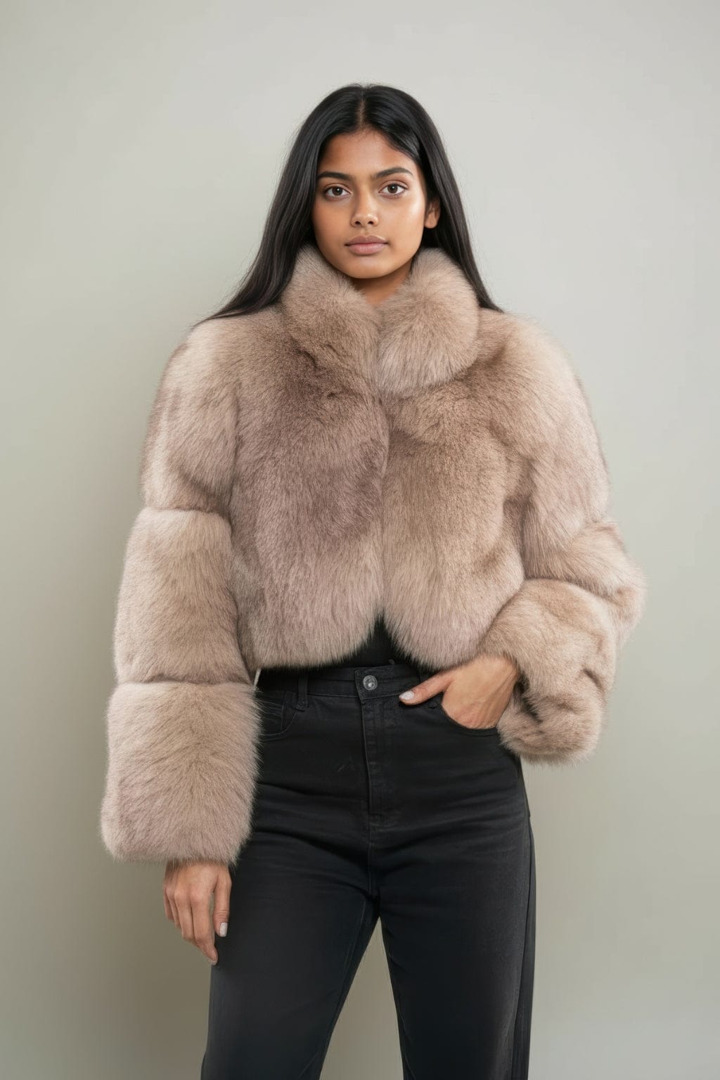 veste fourrure femme marron clair Héritage fourrure