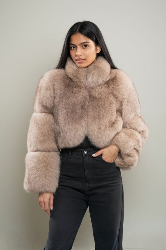 veste fourrure femme marron clair Héritage fourrure