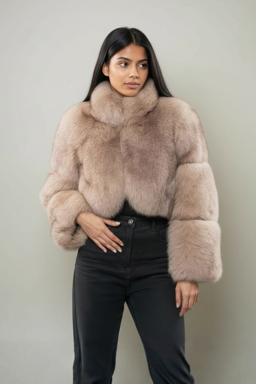 veste fourrure femme marron clair Héritage fourrure