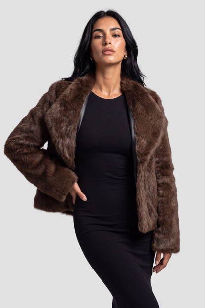 Veste fourrure femme marron clair Héritage fourrure