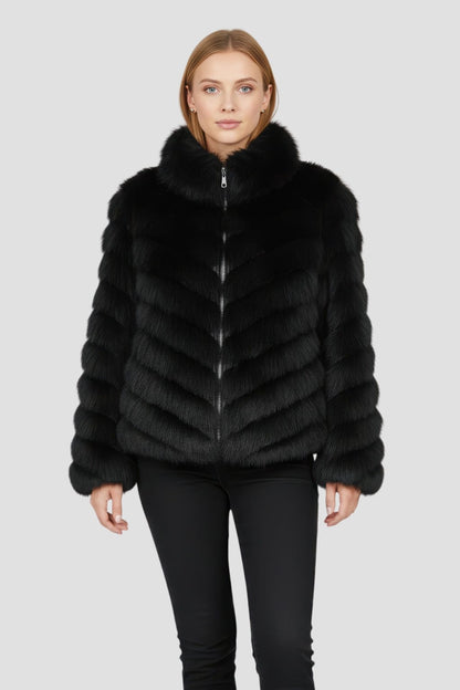Veste fourrure femme noire Héritage fourrure