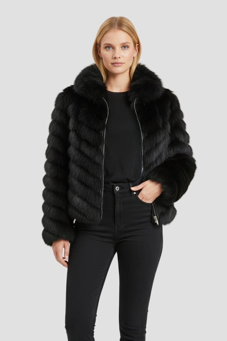 Veste fourrure femme noire Héritage fourrure