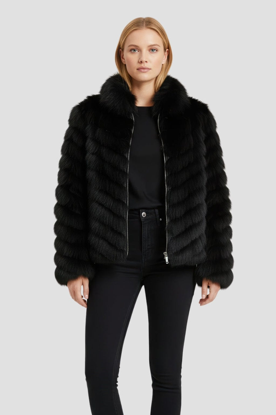 Veste fourrure femme noire Héritage fourrure