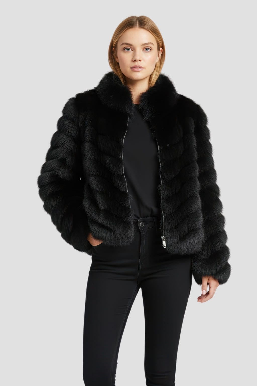 Veste fourrure femme noire Héritage fourrure