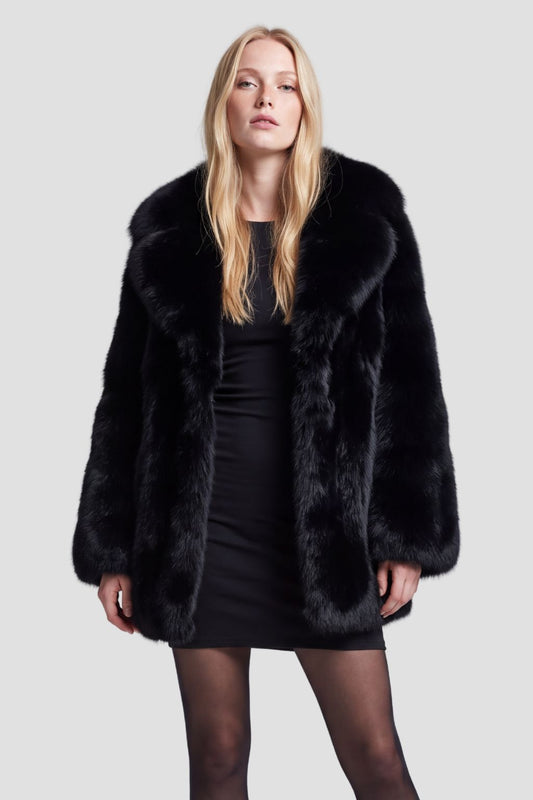 Veste fourrure femme noire Héritage fourrure