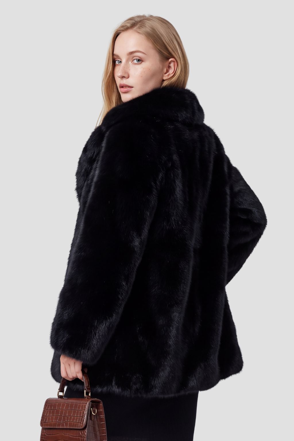 Veste fourrure femme noire Héritage fourrure