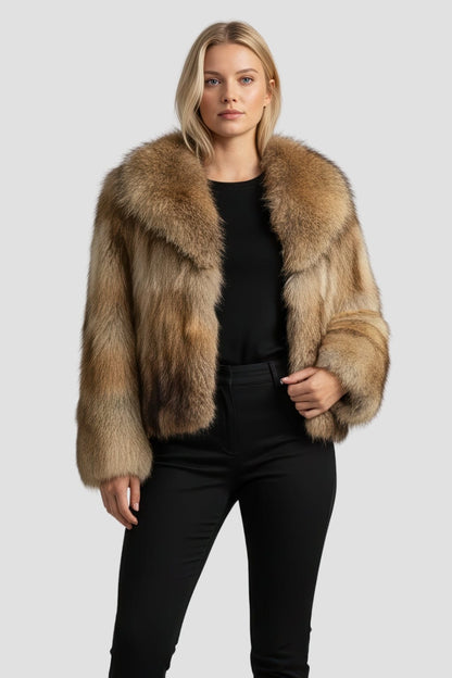 Veste fourrure femme renard marron Héritage fourrure