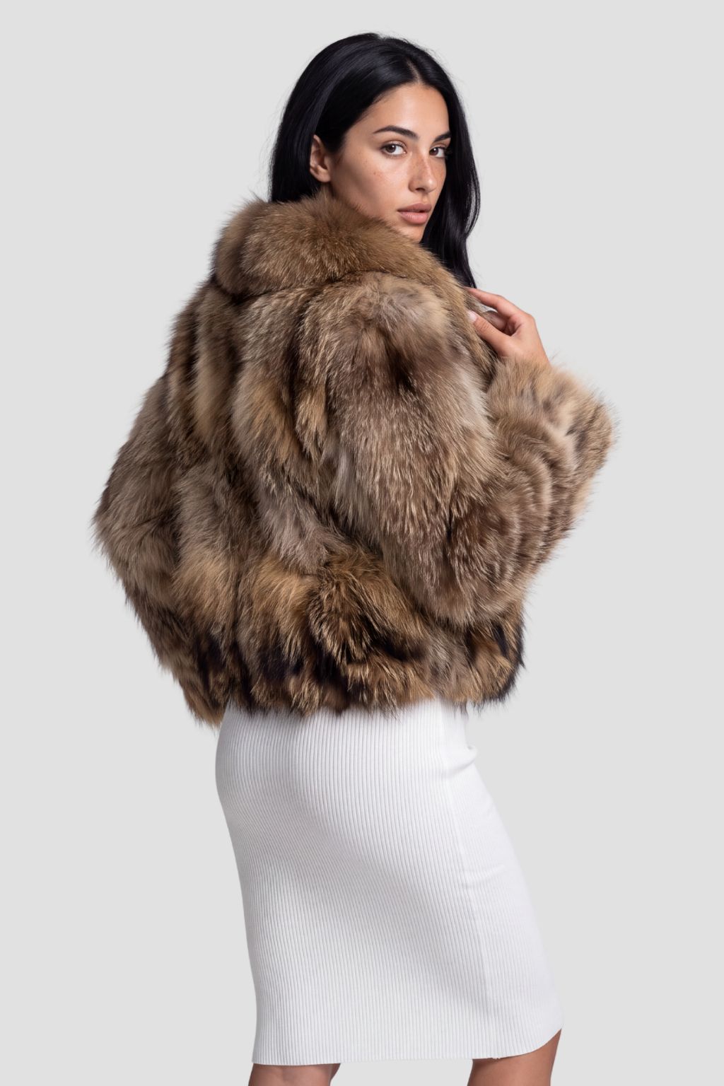 Veste fourrure femme renard marron Héritage fourrure