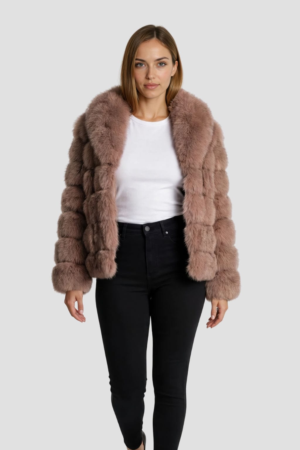 Veste fourrure femme rose Héritage fourrure