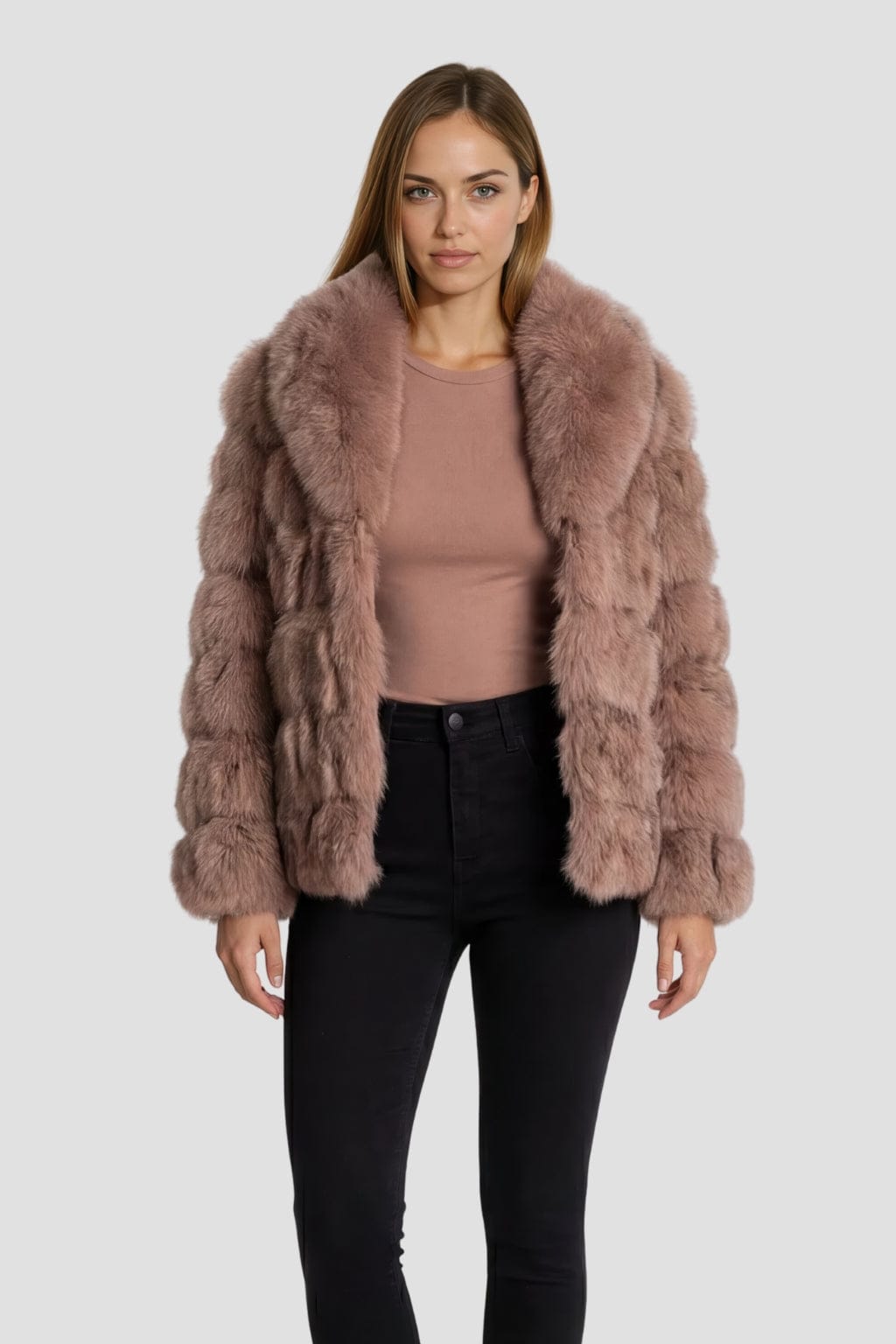 Veste fourrure femme rose Héritage fourrure
