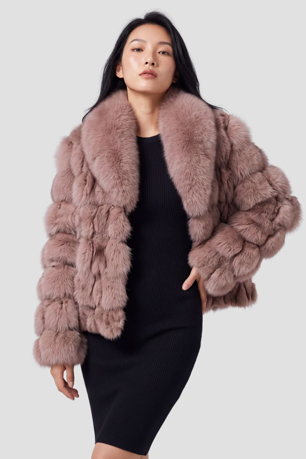 Veste fourrure femme rose Héritage fourrure