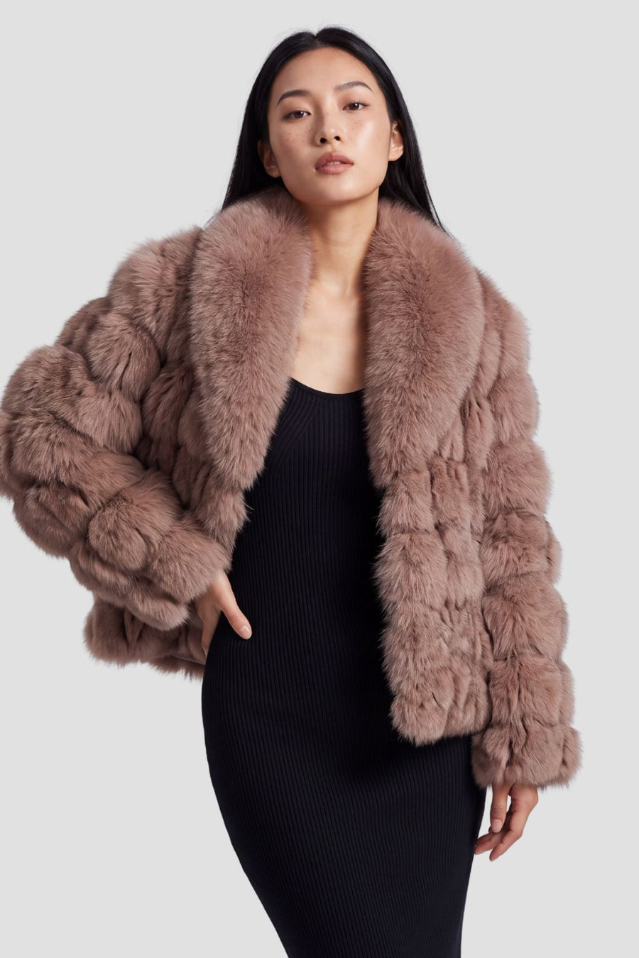 Veste fourrure femme rose Héritage fourrure