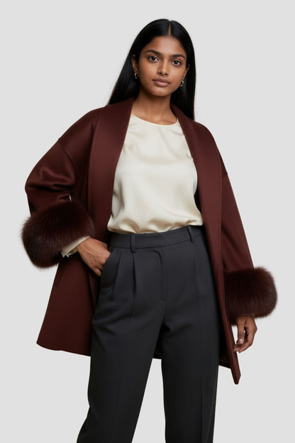 Veste fourrure femme rouge Héritage fourrure