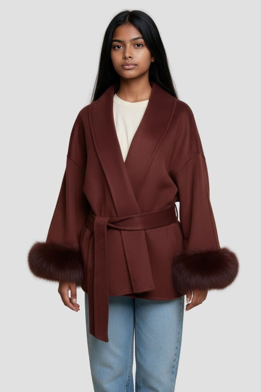 Veste fourrure femme rouge Héritage fourrure