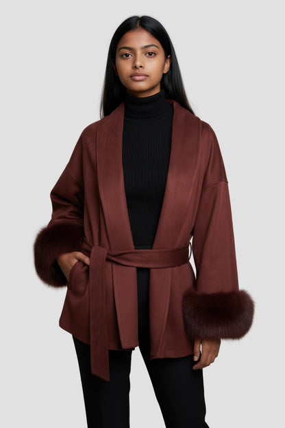 Veste fourrure femme rouge Héritage fourrure