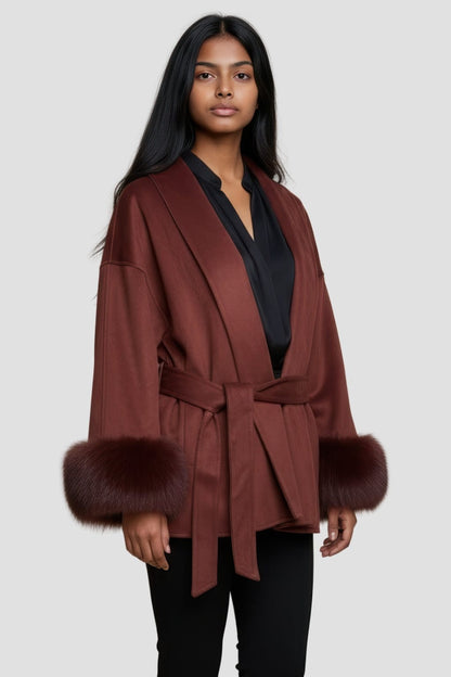 Veste fourrure femme rouge Héritage fourrure