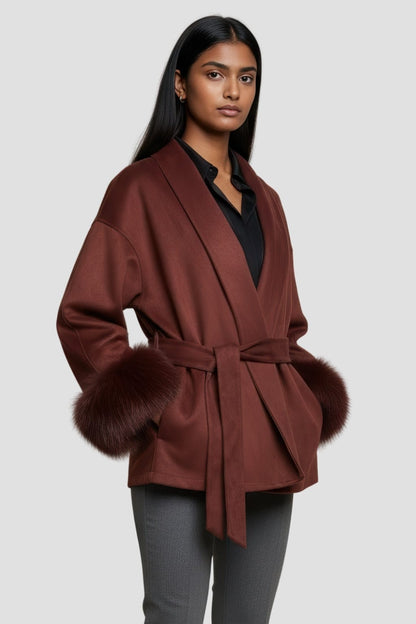 Veste fourrure femme rouge Héritage fourrure