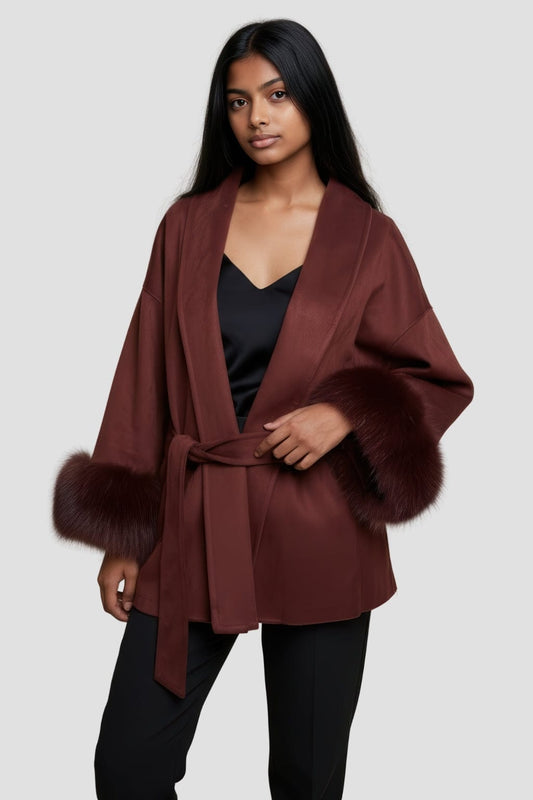 Veste fourrure femme rouge Héritage fourrure