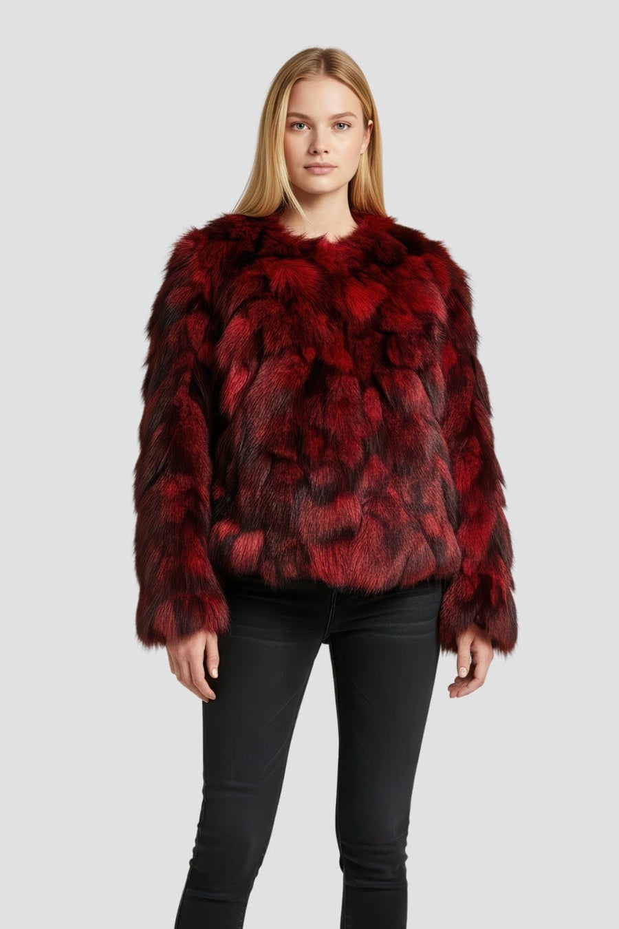 Veste fourrure femme rouge Héritage fourrure