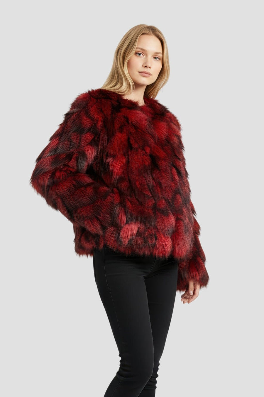 Veste fourrure femme rouge Héritage fourrure