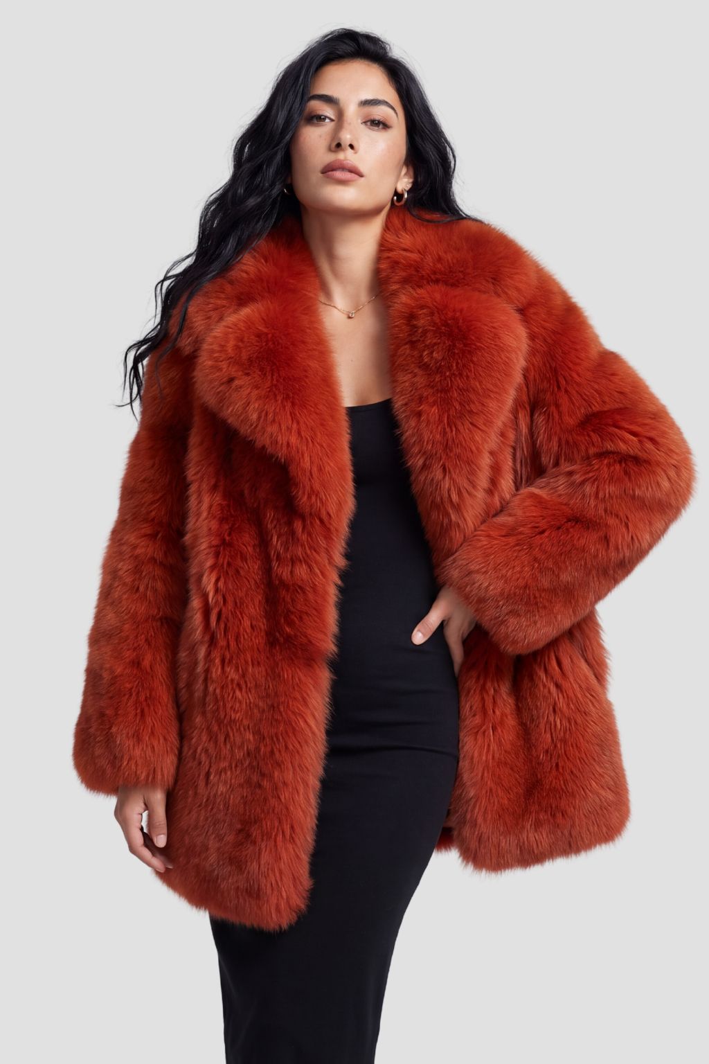 Veste fourrure femme rouge Héritage fourrure
