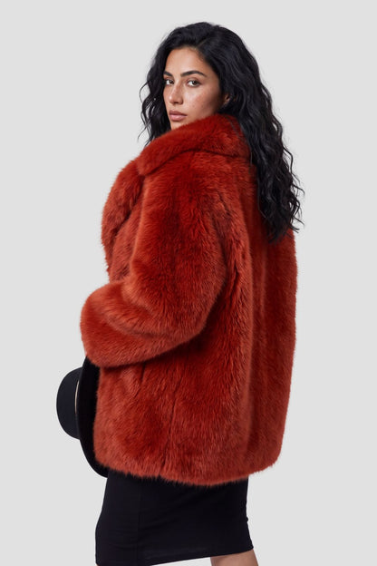 Veste fourrure femme rouge Héritage fourrure