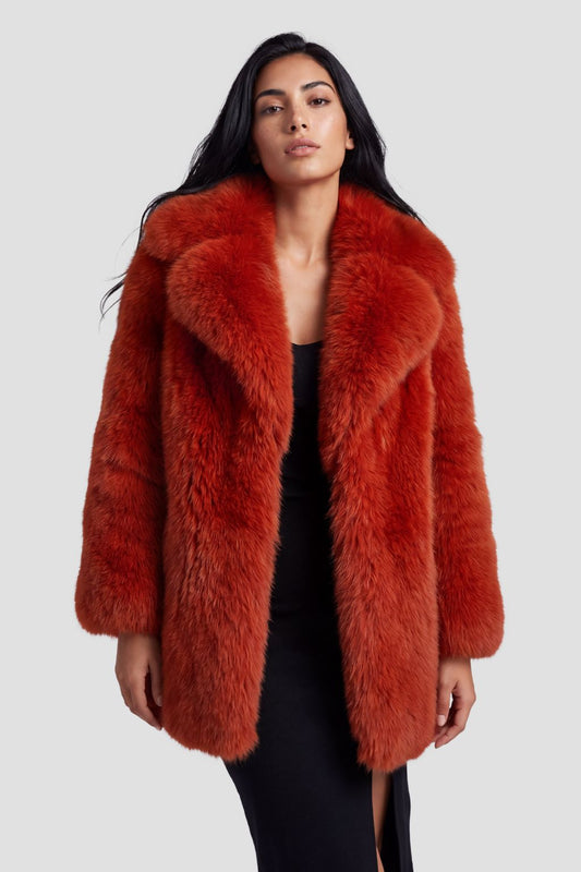 Veste fourrure femme rouge Héritage fourrure