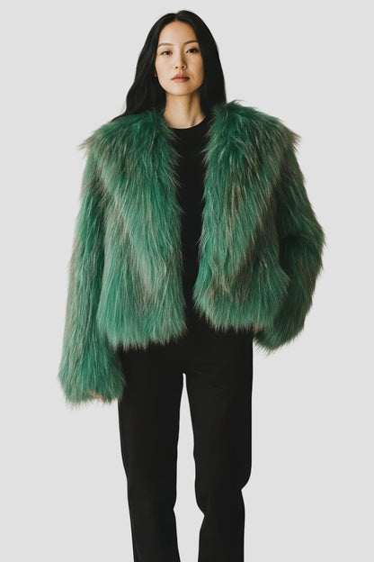 Veste fourrure femme verte Héritage fourrure