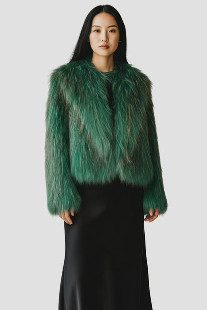 Veste fourrure femme verte Héritage fourrure