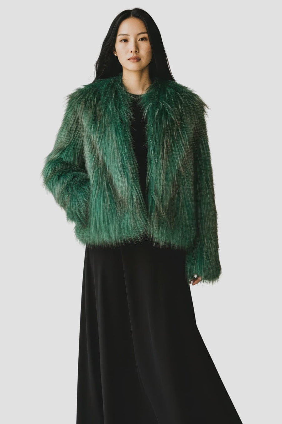 Veste fourrure femme verte Héritage fourrure