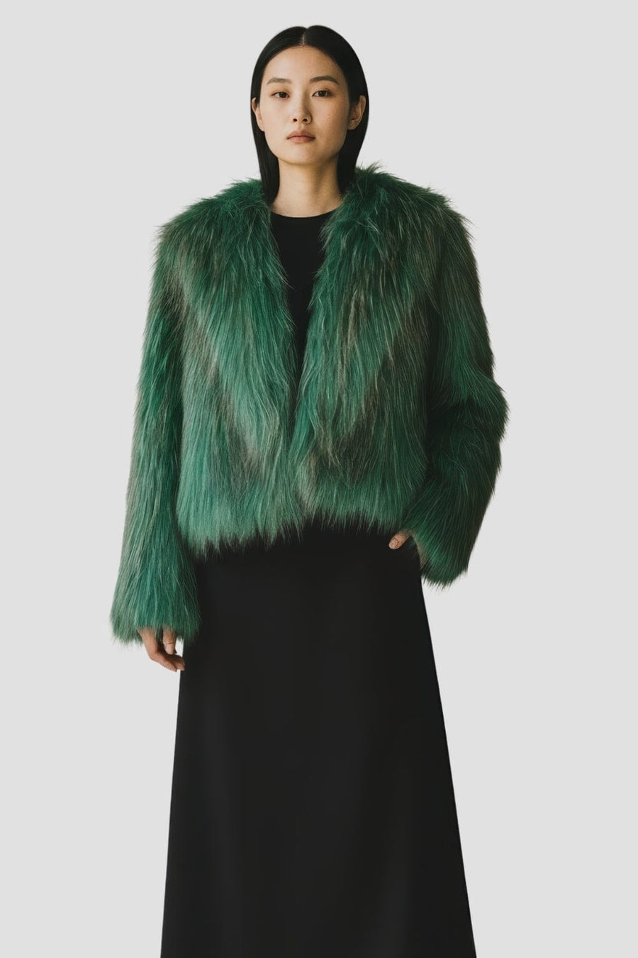 Veste fourrure femme verte Héritage fourrure