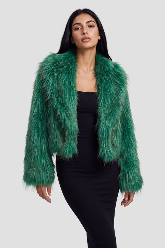 Veste fourrure femme verte Héritage fourrure