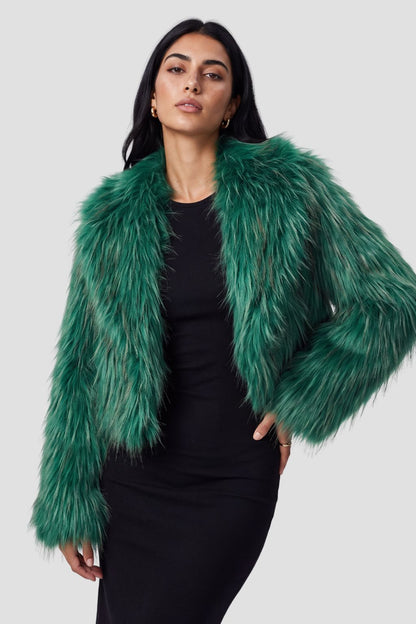 Veste fourrure femme verte Héritage fourrure