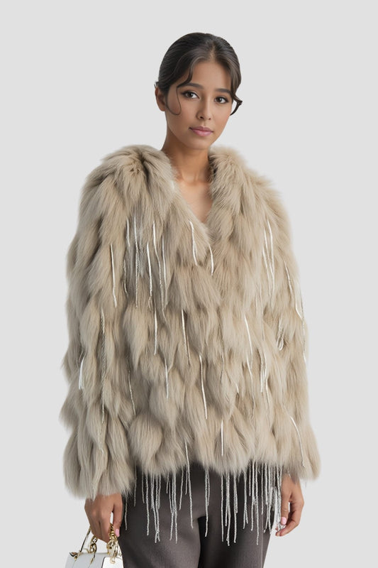 Veste fourrure femme vison beige Héritage fourrure