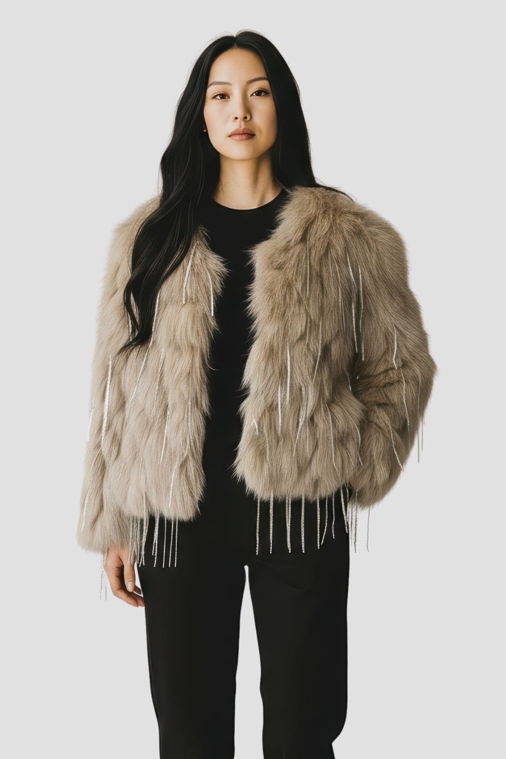 Veste fourrure femme vison beige Héritage fourrure