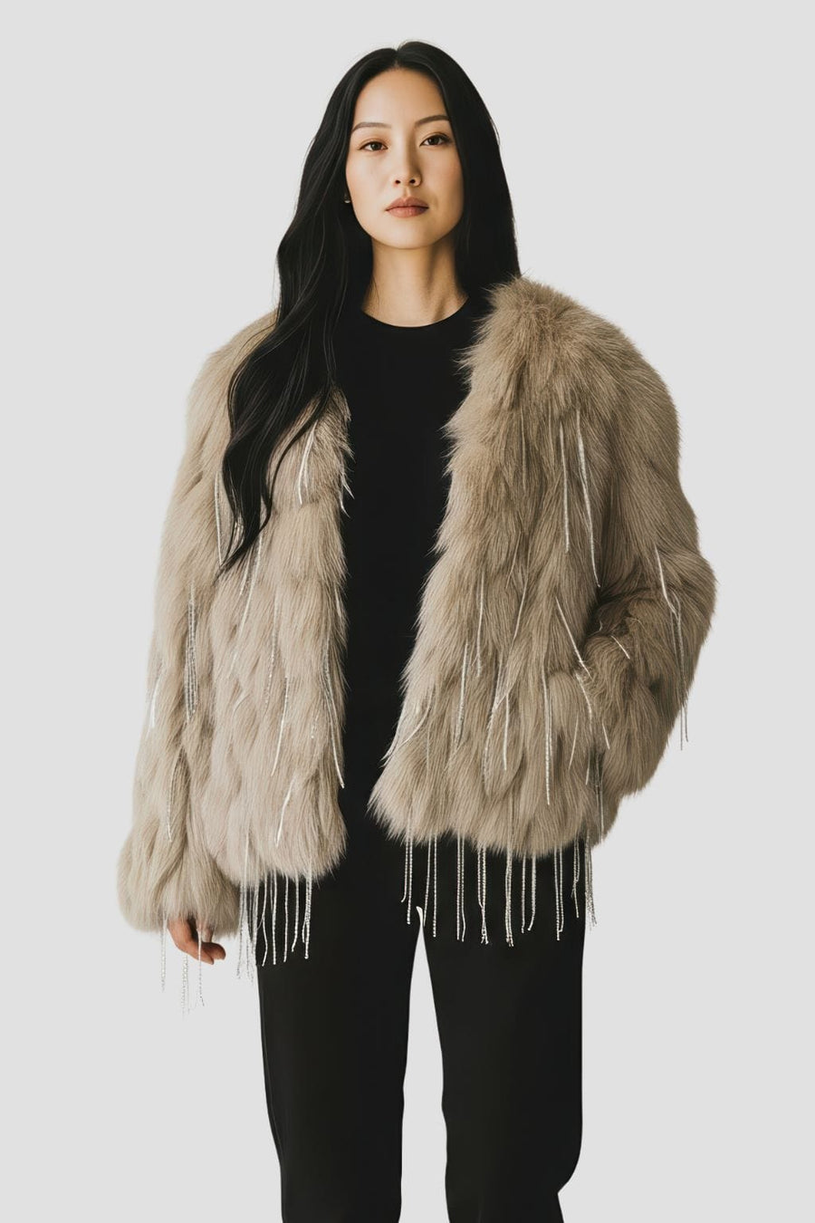 Veste fourrure femme vison beige Héritage fourrure