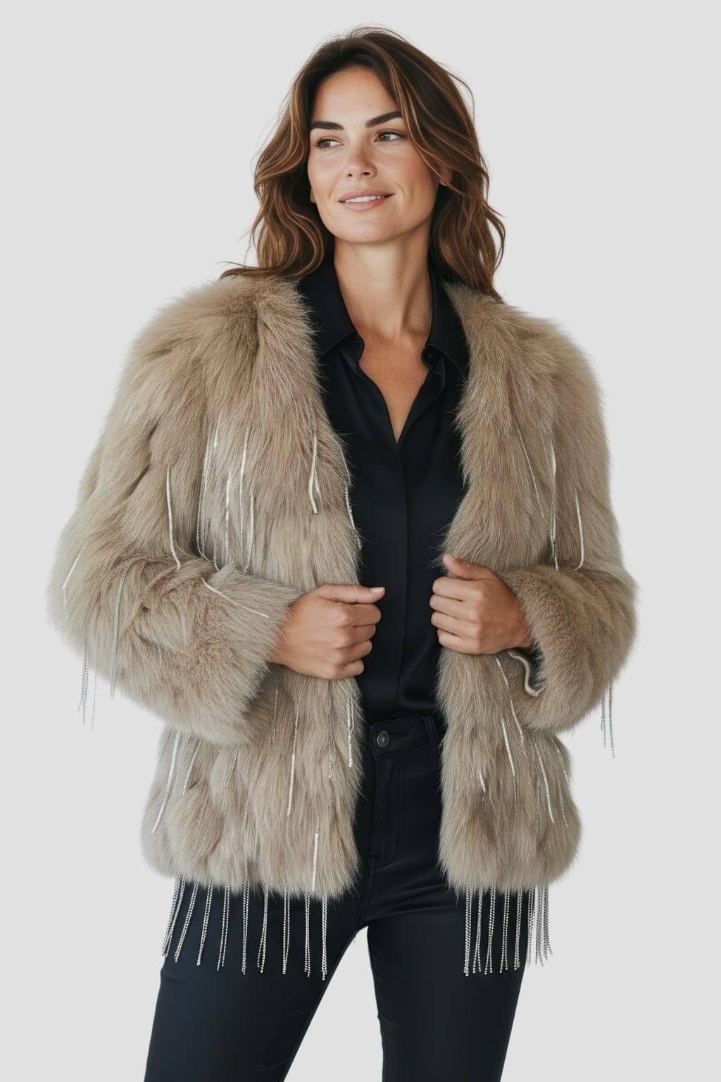 Veste fourrure femme vison beige Héritage fourrure